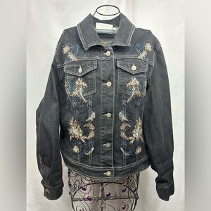 la bellum hillary scott rhinestone denim jacket size XL